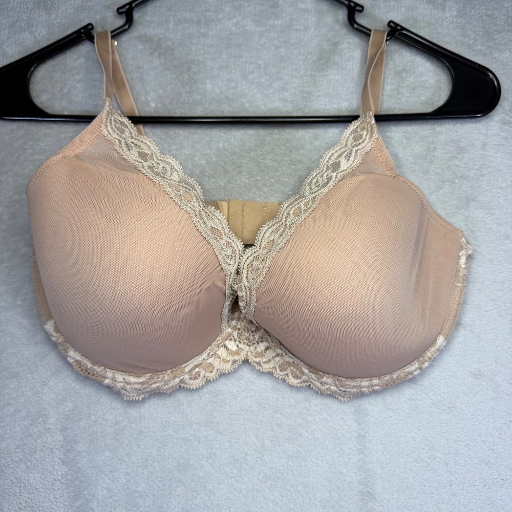 Natori Bliss Perfection Underwire Contour Bra Beige Lace Trim 36DD 730023